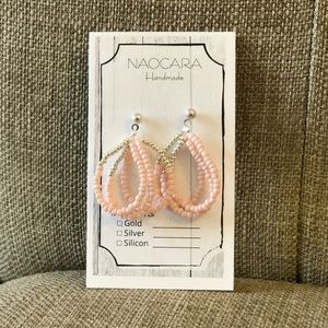 HANDMADE PINK / GOLD LOOP EARRINGS
